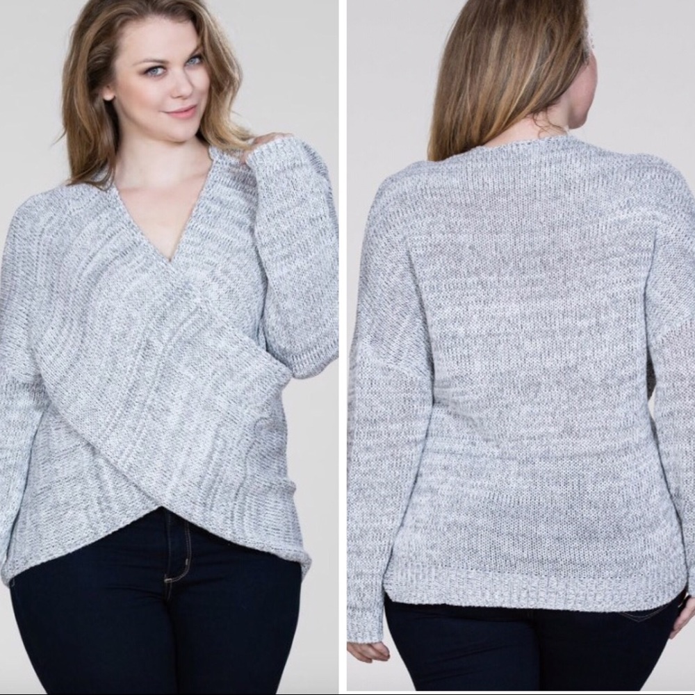 $ FIRM 🌷Plus Size Gray Wrap Sweater